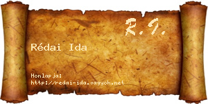 Rédai Ida névjegykártya